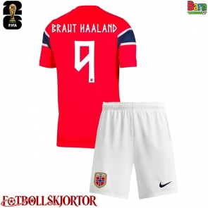 Norge Erling Haaland #9 Hemmakläder Barn VM 2026 Kortärmad (+ Korta byxor)